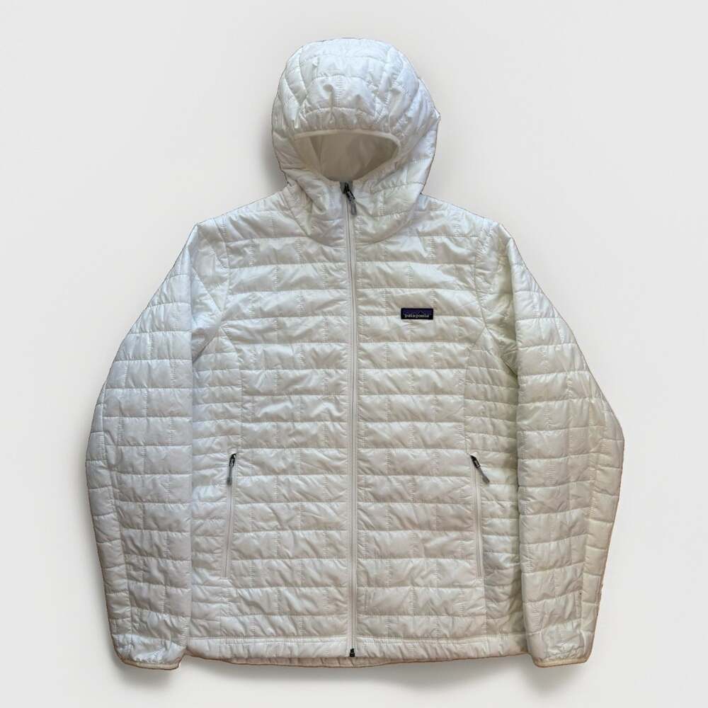 Patagonia Nano Puff Hoody Women's XL White Full Zip Insulated Puffer Outerwear